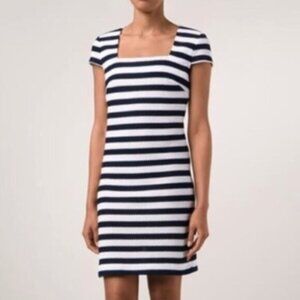 Diane Von Furstenberg Navy and White Stripe Suji Honeycomb Knit Dress NEW